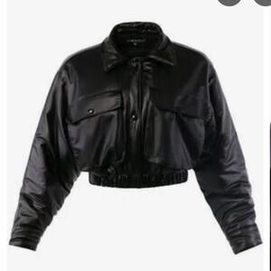 AZY Black Cropped Quilted Bomber Jacket